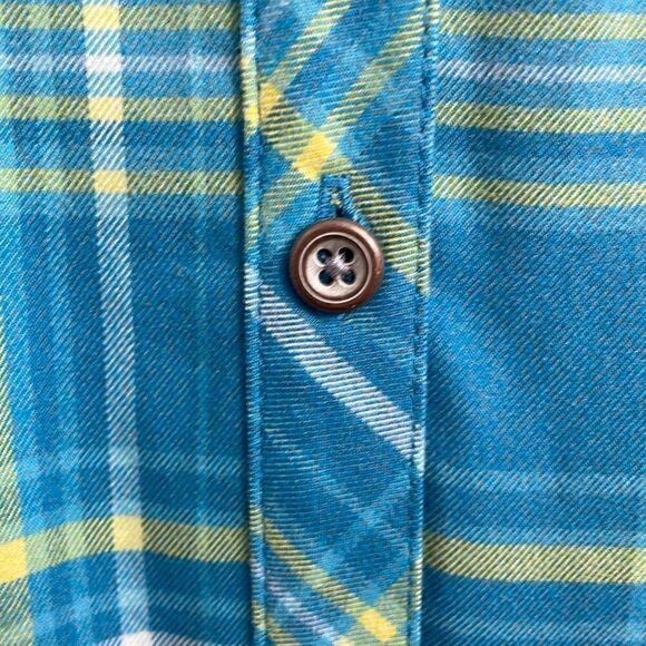 Cabela’s aqua & yellow spring plaid classic button front shirt pockets 2XL - Picture 6 of 12